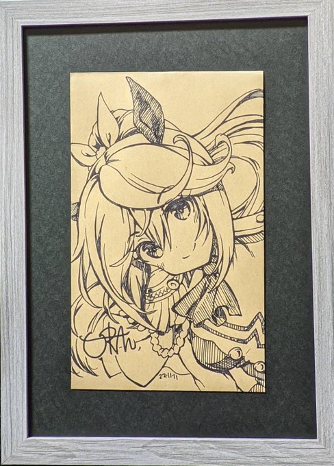 小さいイラストですが家族がサイズに合う額縁を買いに行き黒い厚紙を切って台紙も作って立派に額装してくれました
一枚ずつメッセージカードも入れてます 