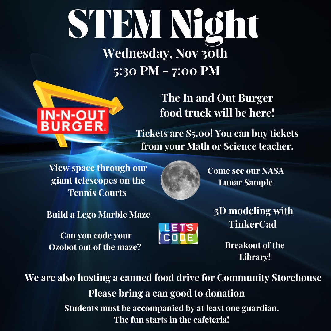 Join us for a fun night of STEM activities! 

3D modeling with TinkerCad, building code with Makercode, puzzle cube challenge, and much more. 

In and Out tickets are $5.00! You can buy your tickets from your Math or Science teachers. <a href="/KISDMathSquad/">KISDMathSquad</a> <a href="/KISD_Science/">Keller ISD Science</a>
