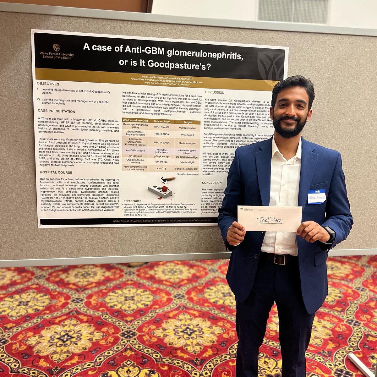 Hospitalists at Atrium Health Wake Forest Baptist (@wakehealthhm) on Twitter photo We had a great time at last night’s SHM Piedmont Triad Chapter meeting featuring a poster competition and a presentation on Caring for Geriatric Patients by Dr. <a href="/CGerimd/">Caitlin Jones</a>
Congrats to the top 3 <a href="/WFIMRes/">Wake Forest Internal Medicine Residency</a> winners of the competition: Dr. Bentley, Dr. Cillis, & Dr. Bantikassegn! We had a great time at last night’s SHM Piedmont Triad Chapter meeting featuring a poster competition and a presentation on Caring for Geriatric Patients by Dr. <a href="/CGerimd/">Caitlin Jones</a>
Congrats to the top 3 <a href="/WFIMRes/">Wake Forest Internal Medicine Residency</a> winners of the competition: Dr. Bentley, Dr. Cillis, & Dr. Bantikassegn!