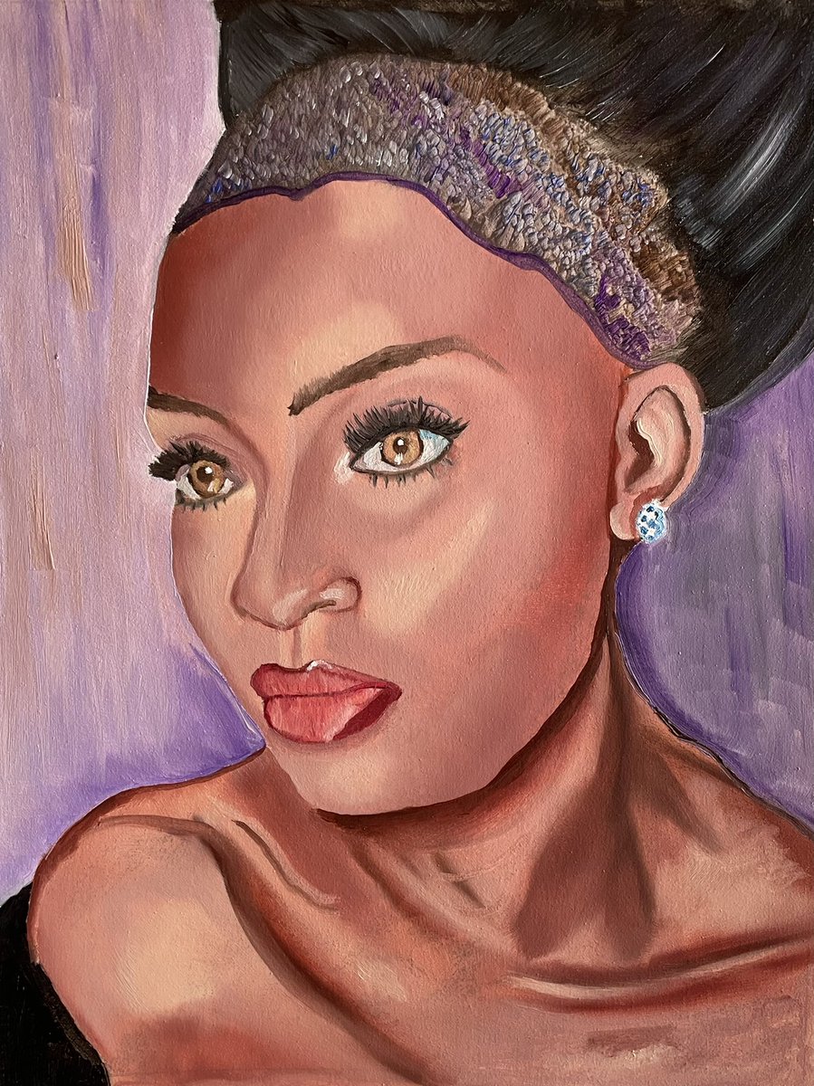 Oil on canvas painting. Check out our famous faces and felines on Etsy: etsy.com/shop/KoolKatzA… #BlackLivesMatter #BlackWomen #portraits #femaleempowerment