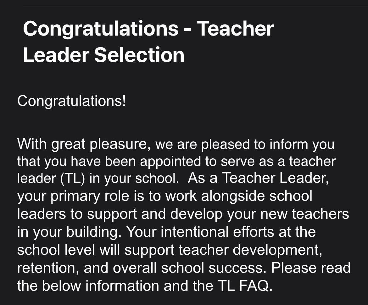 Today, I was chosen as the teacher leader for Largo High School. I am so excited to help first year teachers grow professionally. #RestoringthePride 💙🦁