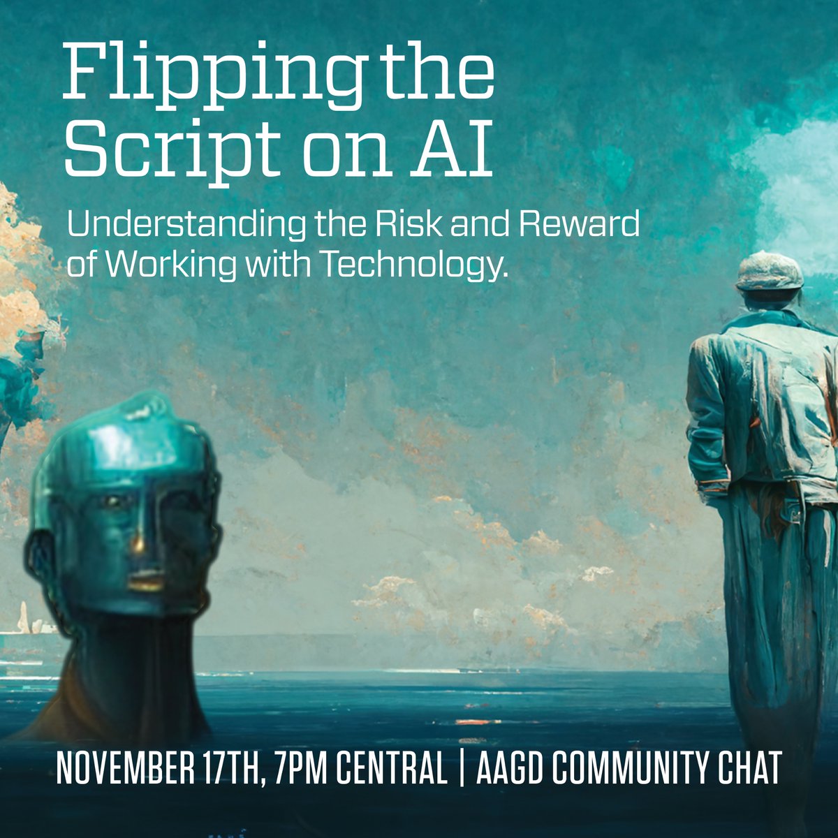 aagd_co's tweet photo. ..making ourselves relevant despite what the future holds💯

Stay tuned for details on how to join us for the #AAGDCommunity Chat, Flipping the Script on #AI: Understanding the Risk and Reward of Working with Technology next Thursday, Nov 17 at 7pm CT 📑
#BlackRisk
#ForTheCulture https://t.co/dxtigQW8Yq