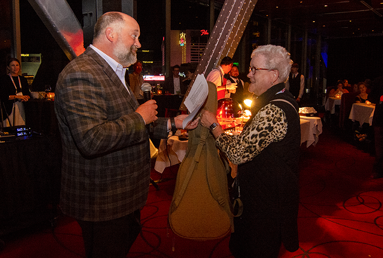 ESOPAssociation's tweet photo. This year's prize winner for raising more than $500 for #ESOPATHON is Cathy Maddox of Commonwealth Electric! Many thanks to @TaylorGuitars for donating a beautiful guitar for our winner! #EO22 https://t.co/XACql5DE2Z