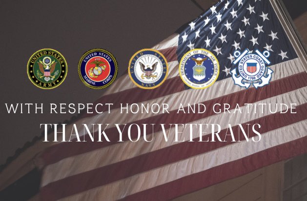 Happy Veterans Day to all the men and women who have served, and are serving, in our nation’s armed services. We owe you a tremendous debt of gratitude for your willingness to risk your life to protect the freedoms and ideals we hold dear. God bless you, and God bless America!