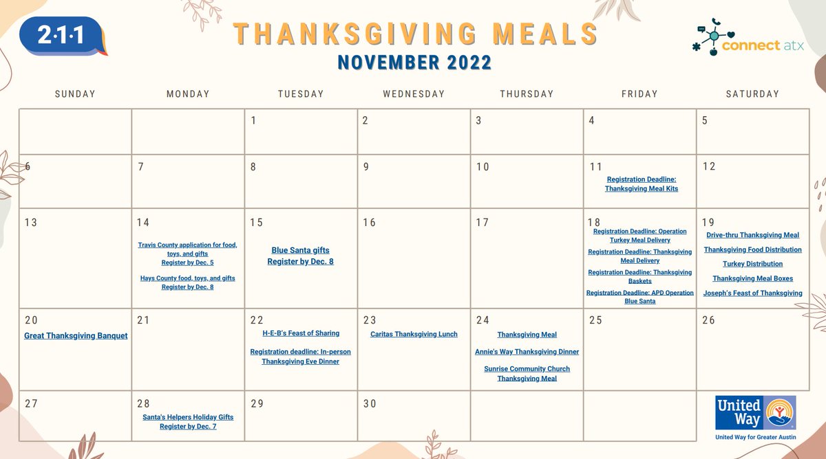 4gotnsun's tweet photo. @LeonorPVargas @AusPublicHealth @AustinPTA @AISDMultilingue @AISDRefugeeTeam @aisdparents @DelValleISD @HABLAATX @GloriaVeraBedo1 Hey Leonor! I wanted to share with you the holiday meal calendar created at the United Way: https://t.co/Yo5jmo0jAu https://t.co/gRUzAEOSta