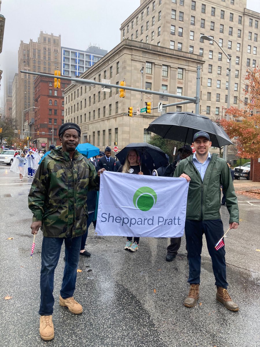 norman1729's tweet photo. It was stirring, beautiful, and extremely rainy today at Baltimore’s #Veterans Day Parade.  @SheppardPratt joined @MayorBMScott today for Baltimore’s first Veterans Day Parade in 4 years. 

#grateful https://t.co/Rjb2qGU99n