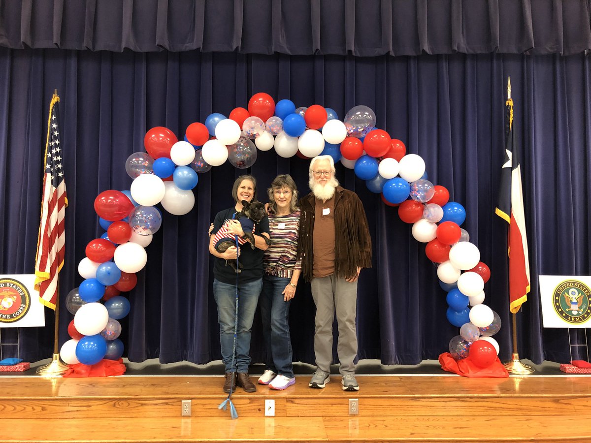Veterans Day celebration at school today!! #hattiethelibrarydog #dentonisddelivers #dentonisdlib