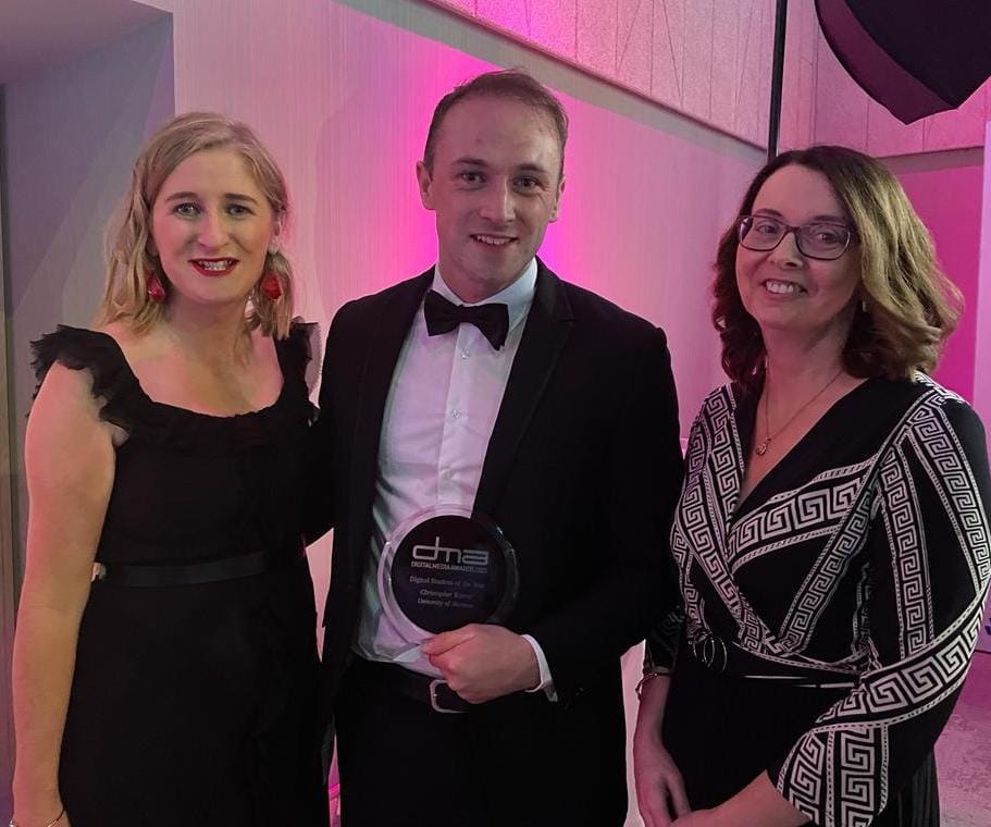 TUS_ie's tweet image. Huge congratulations to recent TUS graduate Chris Kearns who has won ' Digital Student of the Year' at @digitalmedia_ie awards this evening for his work with @DpdIreland during his final-year digital marketing capstone project! 
It is an accolade richly deserved! #DMA22IRL