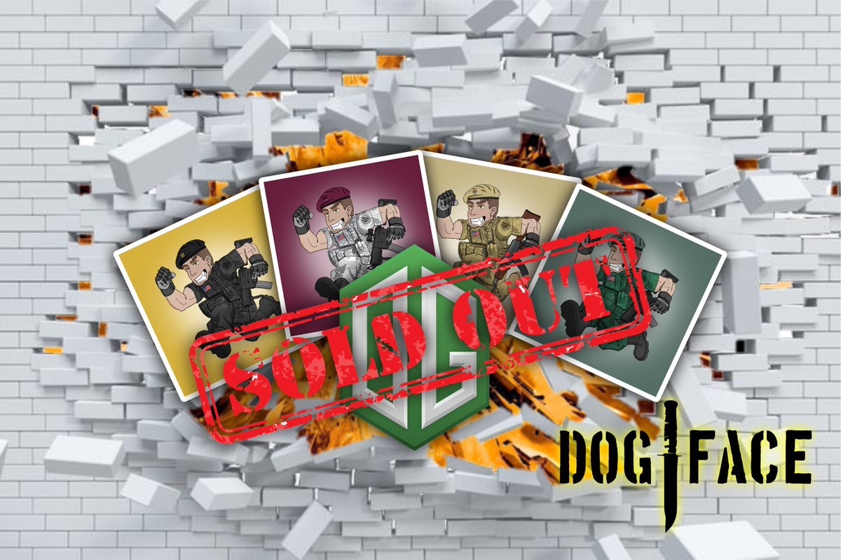 🚨🚨@dogfaceNFT OG's - SOLD OUT🚨🚨

We can't thank our community, all our supporters, and all our HQ Team, MODs, Helpers we couldn't of done this without you!
We are now onto our 2nd Battalion Collection!

Join the community to find out what's next!
 discord.gg/z7HM4dWP4g
