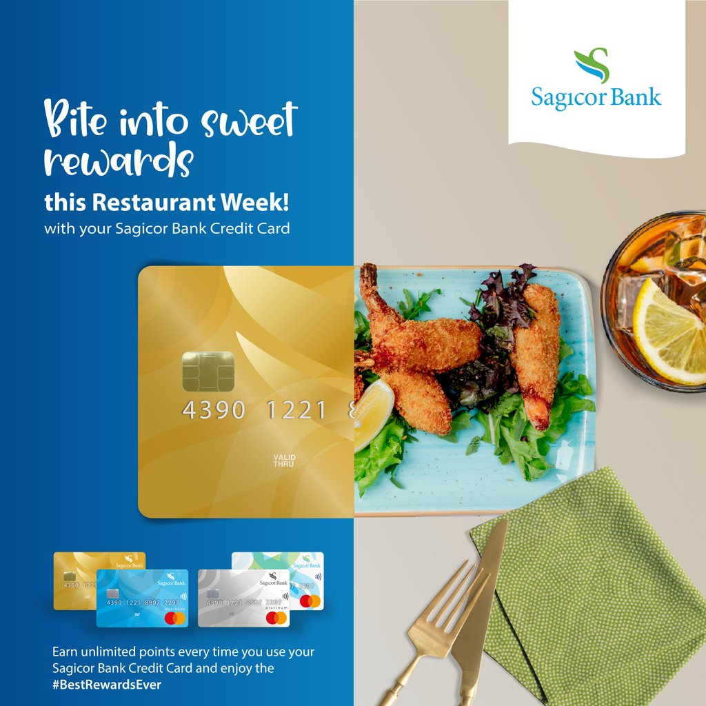 SagicorJa's tweet photo. We’re serious about making every bite count. That’s why we’re offering the #BestRewardsEver with your Sagicor Credit Card this Restaurant Week.
Which restaurants are you excited to dine at during #RW2022?? Let us know in the comments. #SagicorBank https://t.co/qPEMQLUwpz