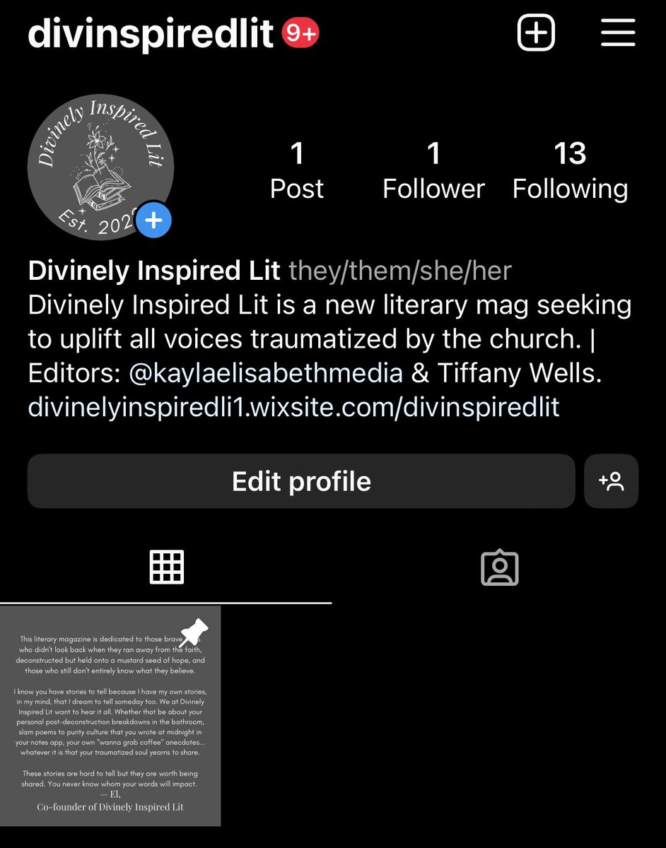 DivInspiredLit's tweet photo. So. Twitter might explode, no one really knows. With that being said, Divinely Inspired Lit is now officially on Instagram (same handle)! But don’t worry, we’ll still be on Twitter for the foreseeable future. Bear with me though, I’ve never been great with Instagram. — El https://t.co/D2CtvKhHq8