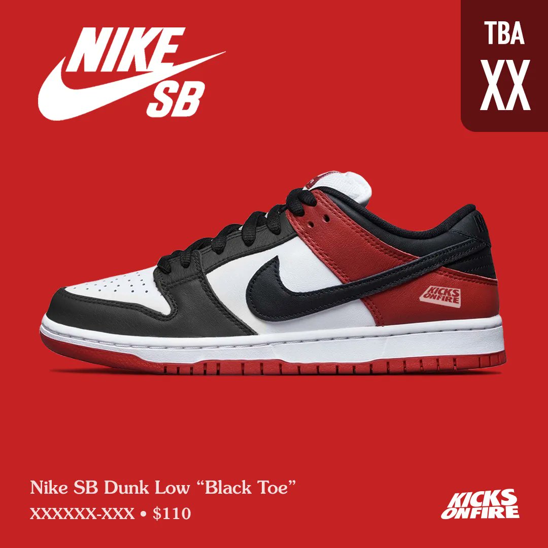 Mascotas Aislante maravilloso KicksOnFire en Twitter: "Nike SB Dunk Low “Black Toe” ❤️🖤 Need this  release ? https://t.co/4SLKiF4P7v" / Twitter