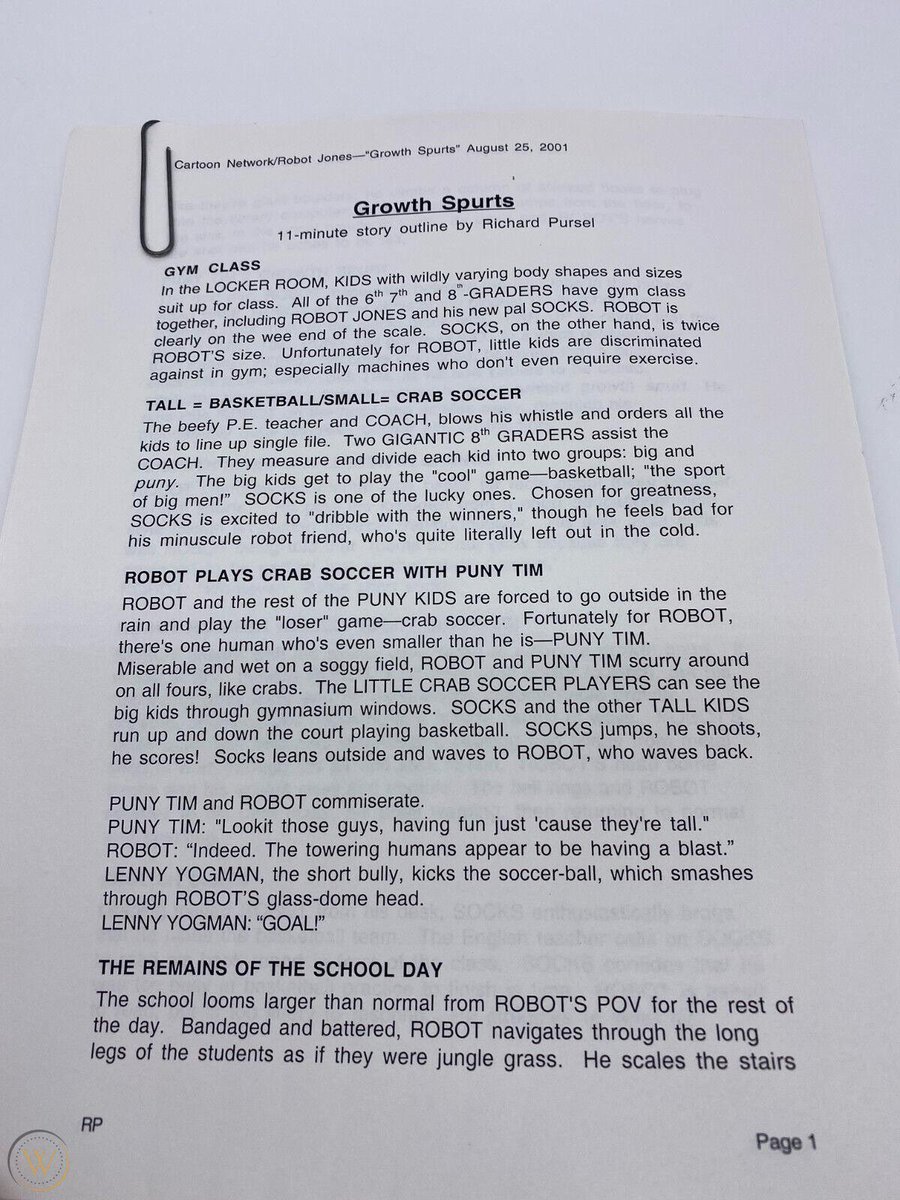 _rjalpha's tweet image. “Whatever Happened to… Robot Jones?”, S01E04B, “Growth Spurts”, story outline; circa 2001 by Richard Pursel 

#whtrj #robotjones #whateverhappenedtorobotjones