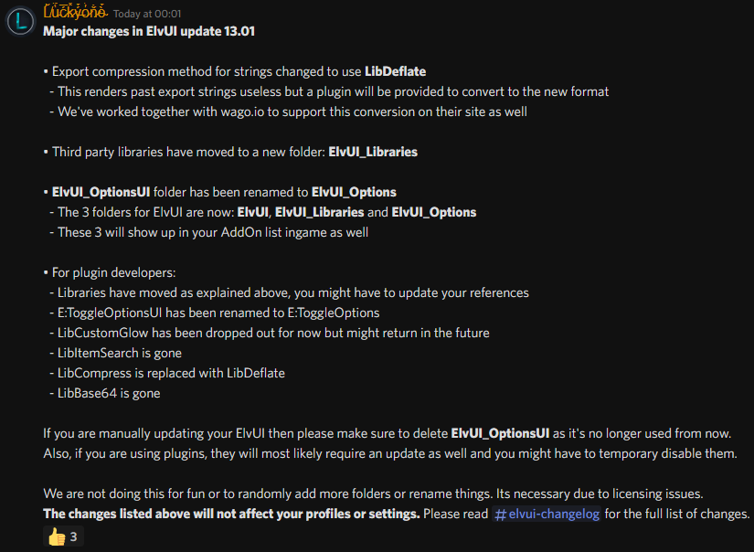 Regarding #ElvUI 13.01+