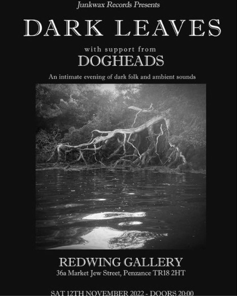 Catch me & Dogheads tomorrow @RedwingGallery - last few tickets available from the gallery or at Junkwax Records, Penzance 

#penzance #southwestmusic #southwestmusicscene #livemusiccornwall #ambientfolk #folk #singersongwriter #ambient #electronica #drone #altfolk #psychfolk