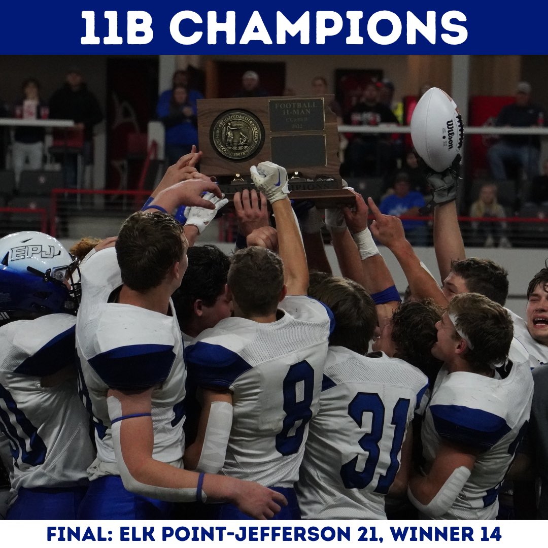 The Elk Point-Jefferson Huskies are your Class 11B State Champions! 👏
#sdpreps | <a href="/EpjFootball/">EPJ Football</a>