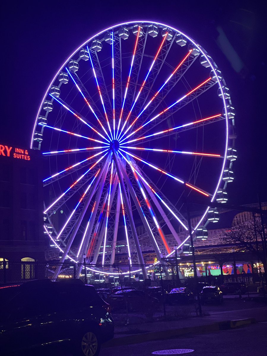 Went downtown to spin the ferris wheel stop and they had it lit up for Veterans Day #PokemonGO #VereransDay