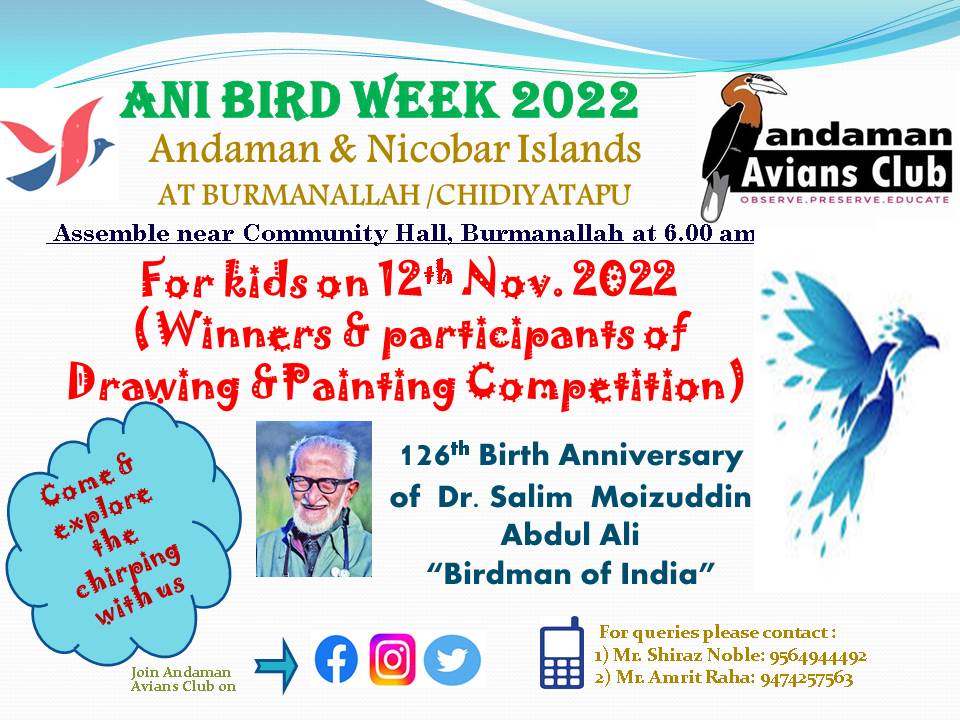 CupidRaha's tweet photo. Our celebration is in the heat🔥
The #Birth #anniversary of #BIRDMAN OF #INDIA
2day @AACAndaman starts with #future birders and nature #warriors
Vadictory of #first BIRD WEEK of A&N Islands 2022 #anibirdweekaac will be completed with webinar on #bird_migration by @raju_birder sir https://t.co/nunwhOldrA