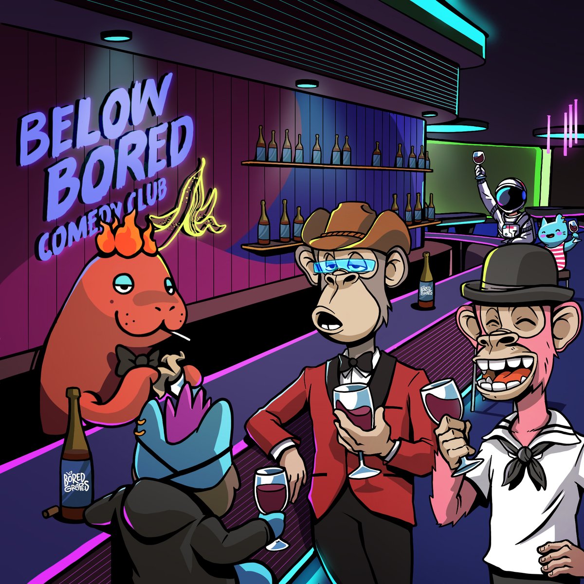 Time to uncork the news about our first partnership!

Congrats to @BelowBored Comedy Club!

Limited Edition Wine: Below Boredeaux 🍷

Below Bored members will be able to mint a very special bottle of physical Below Boredeaux wine!

#NFT #NFTs #NFTCommunity #Wine #Comedy #Club