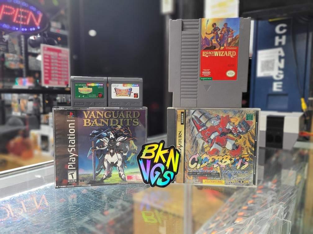 bklynvideogames's tweet photo. As seen on our live the awesome trade-in from today! #nintendo #sega #Sony #neogeopocket #ps1 #nes #saturn #vandalbandits #cyberbots #samuraishowdown #legacyofthewizard #neoturfmasters #retro #brooklynvideogames #retroshop #bvg https://t.co/MMgVMEK087