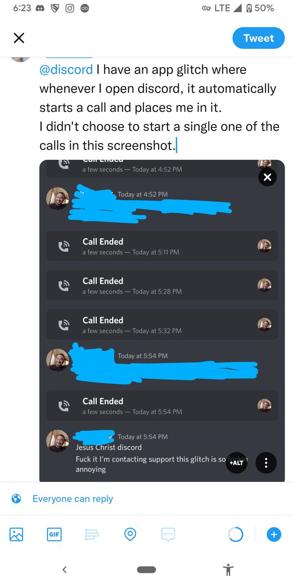 chipbeing's tweet photo. @discord screenshot is the tweet I had written before updating the app, that seems to have (for now) fixed that issue... Except now incoming calls aren't ringing. Both of these problems have happened before and then resolved randomly but they keep coming back. https://t.co/xJsZFf0ipr