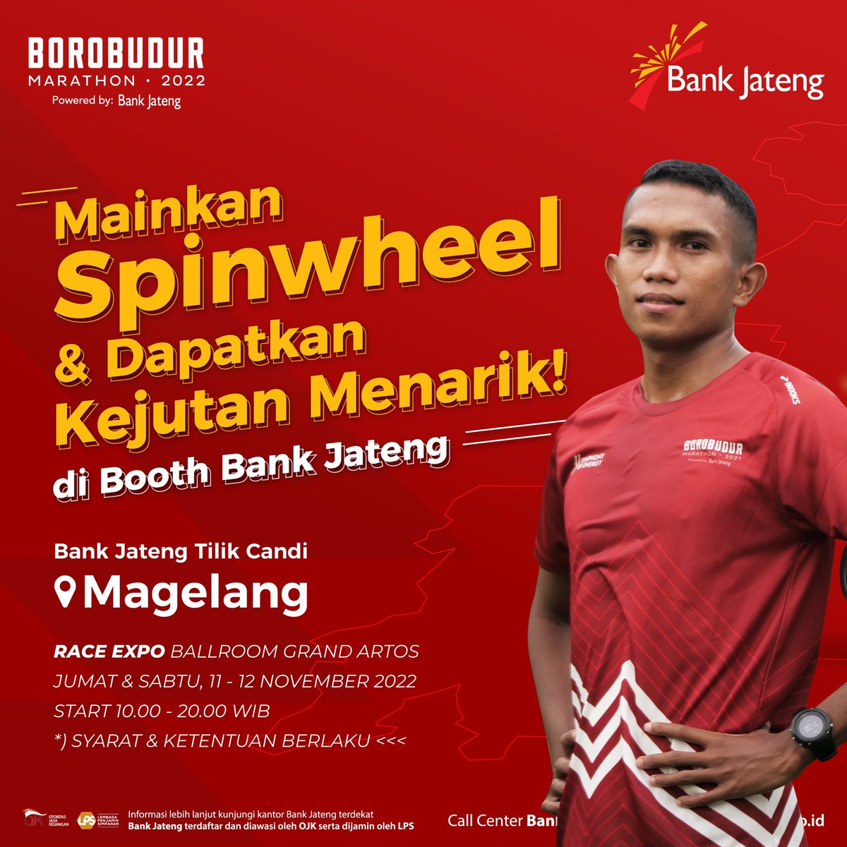 Jateng_Twit's tweet photo. Hai Pelari Bank Jateng Tilik Candi, see you soon @borobudur.marathon
📍MAGELANG
Race Expo Ballroom Grand Artos
Jumat & Sabtu 11-12 November 2022
10.00-20.00 wib
*S&K berlaku
~ @bank_jateng
#BankJatengTilikCandi #BorobudurMarathon #BankJateng #TabunganBima #BimaMobile https://t.co/FFX4fo5e8N