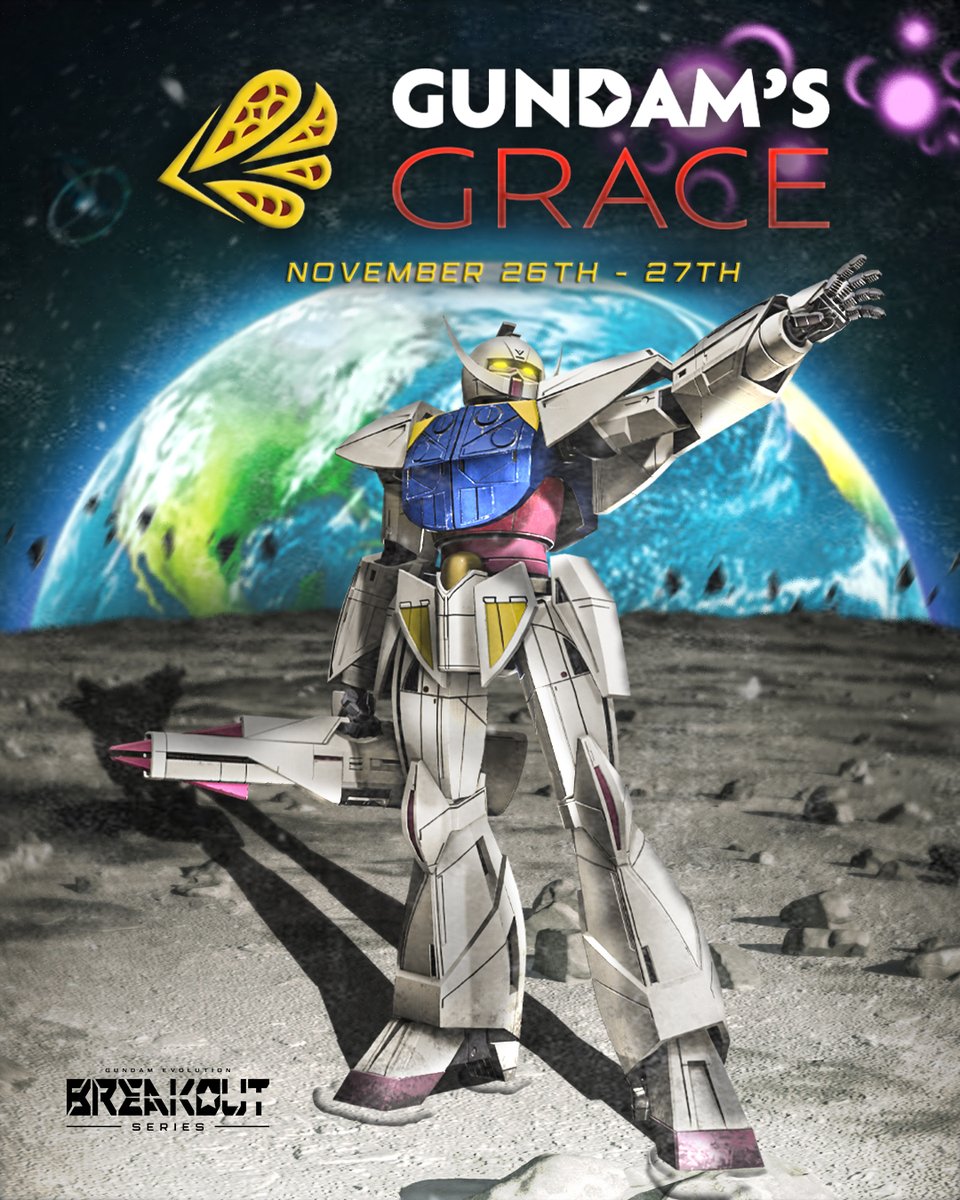 Officially announcing the next event for the Breakout Series, Event #3 Gundam's Grace!

Mark your calendars, get your squad together and start practicing!

November 26th and 27th.

🔥  ZAKU II Melee is no longer in Competitive Quarantine 🔥

#GUNDAMEVOLUTION #GUNEVO