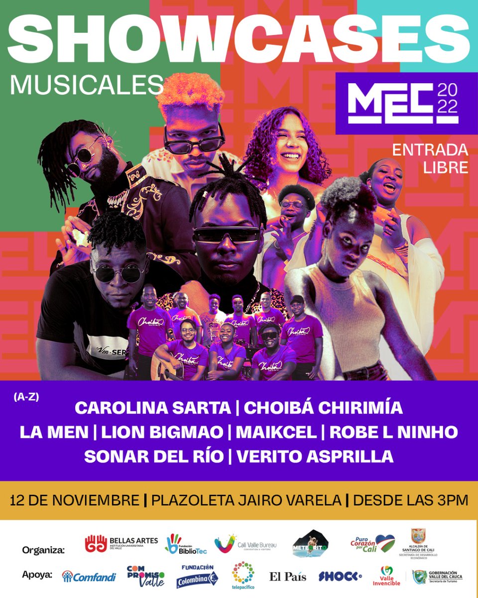 ¡UN REMATE QUE RETUMBA! 🎭🖼🎨🎟🎫🎉🎙🎤🎶🎊🎟🎞 Este 12 de #noviembre los #showcases empezaran a 🎆RETUMBAR nuestros corazones en la Plazoleta Jairo Varela.
🗓12 noviembre #sabado
🎆Desde las 3 pm
🎟Entrada Libre
📍Cali-Colombia
🌞Noviembre #2022