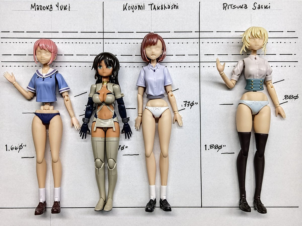 Romama's tweet photo. Kotobukiya Megami Device size comparison with Sousai Shojo Teien. https://t.co/87Tg2OXJrj