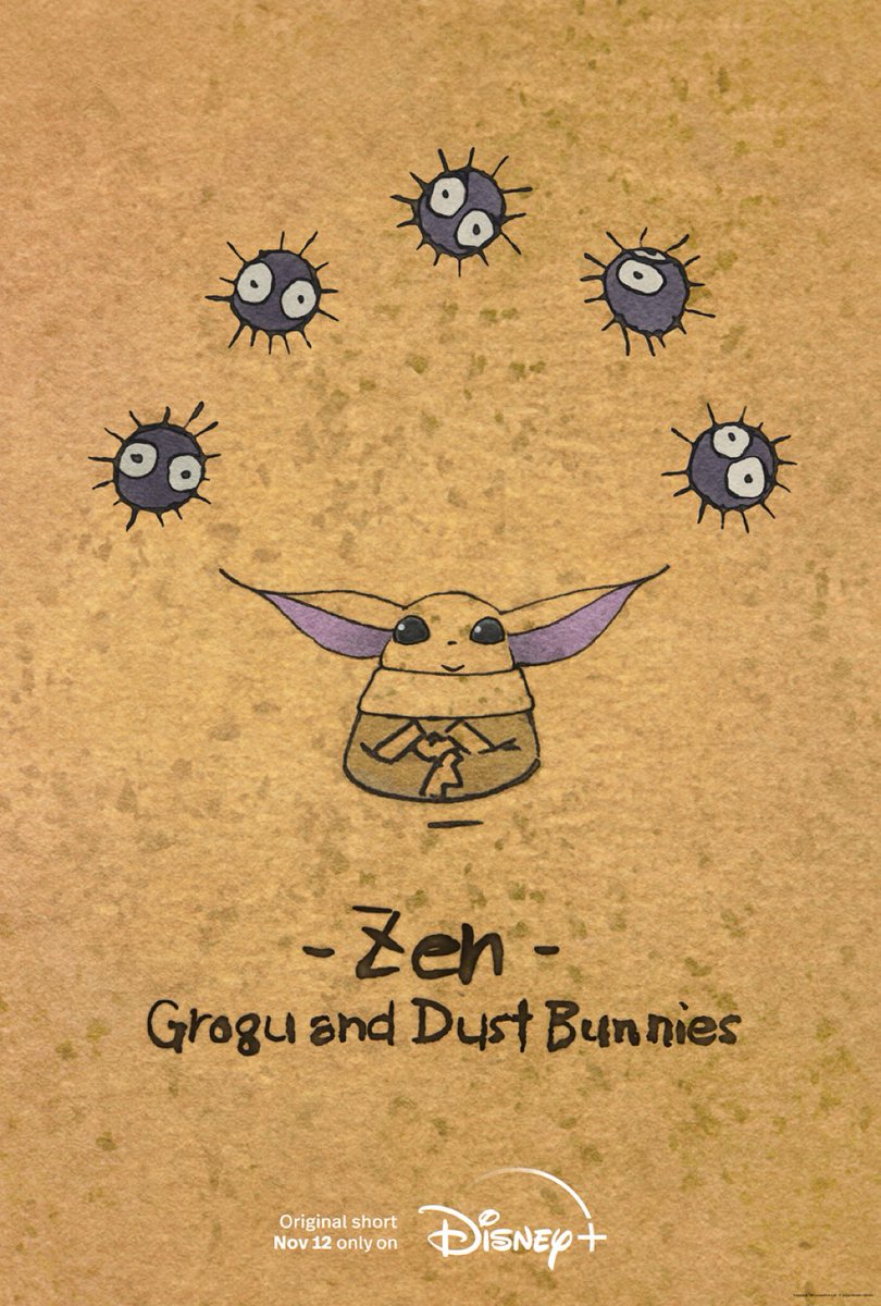 DiscussingFilm's tweet photo. Studio Ghibli has created a hand-drawn animated short ‘GROGU AND DUST BUNNIES’ with Lucasfilm.

The short releases tomorrow on Disney+ https://t.co/gV3pDVUcmr