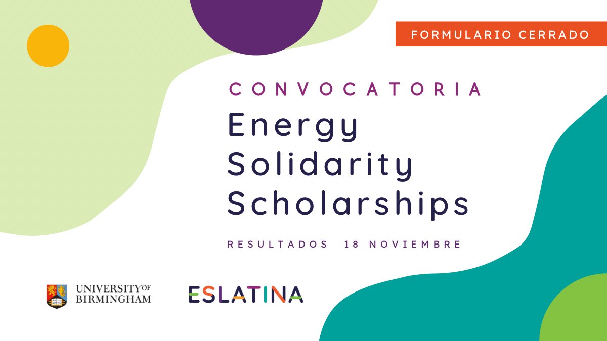 Queda terminada la etapa de recepción de propuestas de la primera convocatoria ‘Energy Solidarity Scholarships’

¡Gracias a todas las personas que participaron y dieron difusión a la convocatoria!