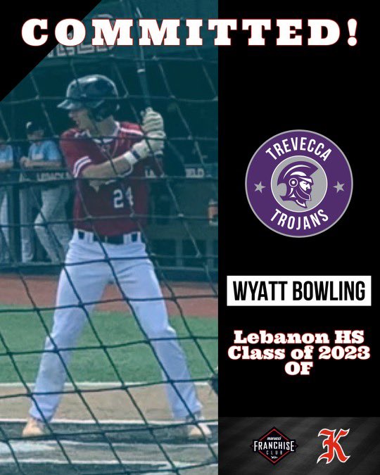 KNIGHTS_BASEBTN's tweet photo. Congrats to ‘23 Wyatt Bowling on his commitment to Trevecca Nazarene Univ. The speedy outfielder will look to make an immediate impact in the Trojan outfield. Well done Wyatt, keep up the hard work. #reptheK @wbowling24 @TNUBaseball @PBRTennessee @PerfectGameUSA @LebanonHSBsbl https://t.co/evsBsZGdb8