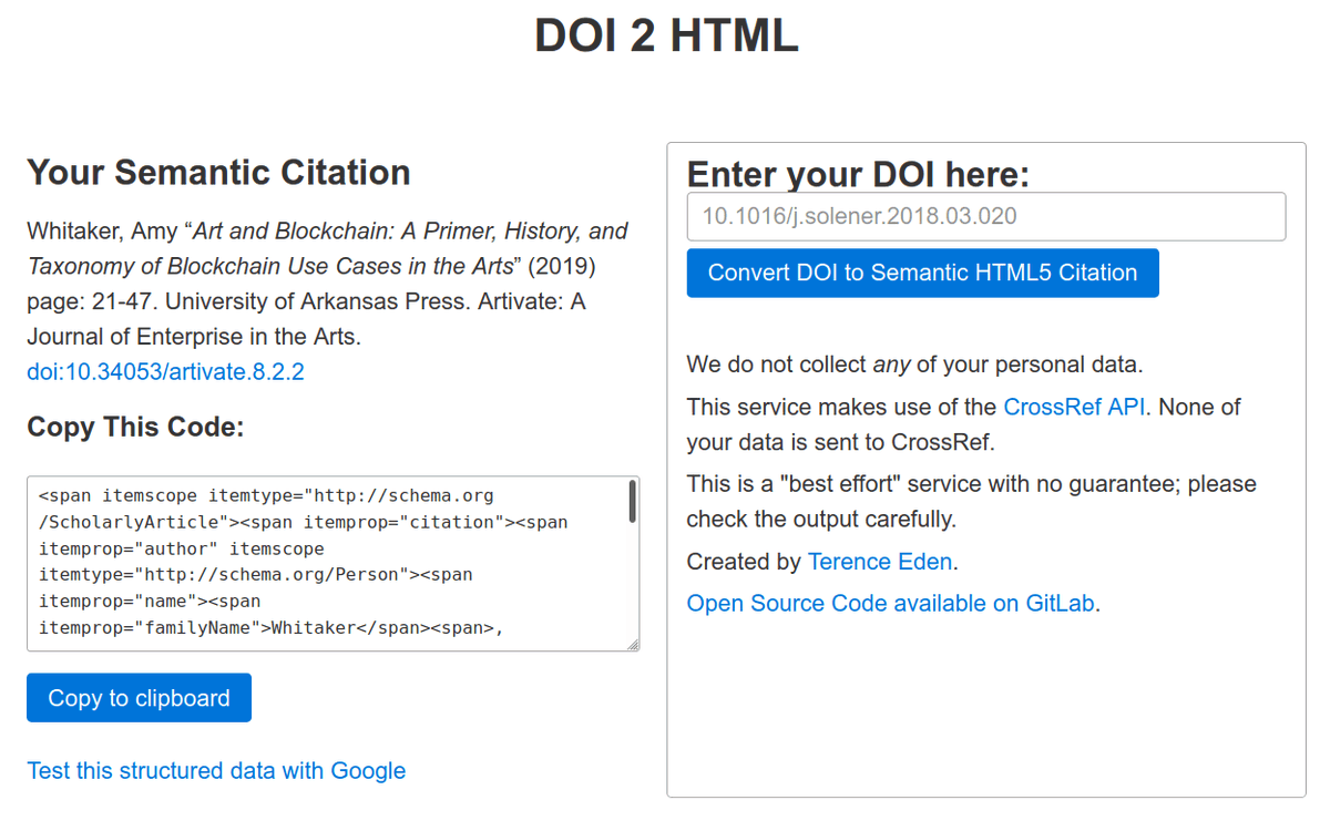 lcptuk's tweet photo. DOI 2 HTML
A tool to turn a DOI into a semantic HTML reference
https://t.co/Vu6Gw7ylgu https://t.co/T6OVoziyuf