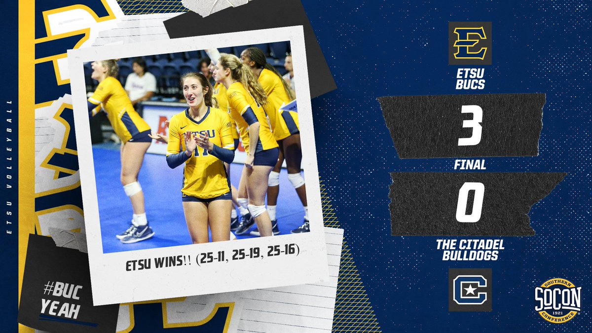 🚨 BUCS WIN 🚨

ETSU ends the regular season with a 21-7 overall record and a 15-1 record in league play — the best finish since 2018.

ETSU possesses the top seed for next week's tournament, set for Nov. 18-20!

#BucYeah x #ETSUTough