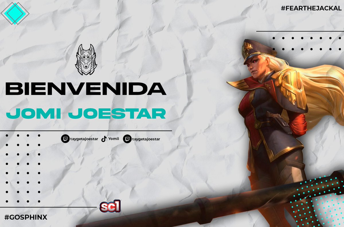 💛| S P H I N X

El carril inferior necesita apoyo y para ello llega @IvYomii !
Bienvenida a las esfinges! Sabemos que dominarán el carril!

#GoSphinx #GoJomi #GoASP #ASPWin