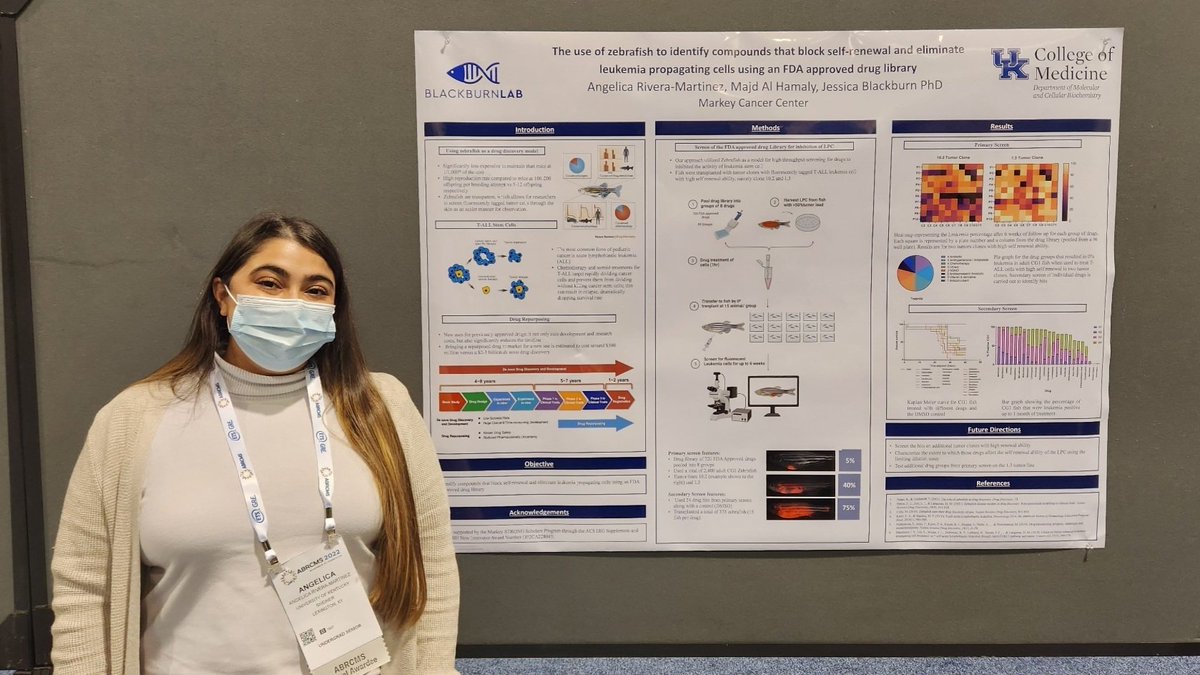 TheBlackburnLab's tweet photo. Check out our amazing undergrads Angelica Rivera-Martinez and Kenan Andres Flores presenting at their first conference @ABRCMS! They BOTH won travel awards and are making the lab look good in CA! 🤩 Big thanks @mvcdelacerna for tracking them down for pics 😁
 @UKUGR @MCCTrainees https://t.co/FuG5HiBFVr