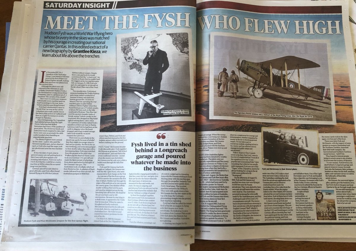 Thanks very much to ⁦<a href="/couriermail/">The Courier-Mail</a>⁩ and ⁦<a href="/ReadABCBooks/">ABC Books</a>⁩ for the wonderful article about my new biography of  ⁦<a href="/Qantas/">Qantas</a>⁩ founder and war hero Hudson Fysh - out this week 🙏 He was a truly great Australian