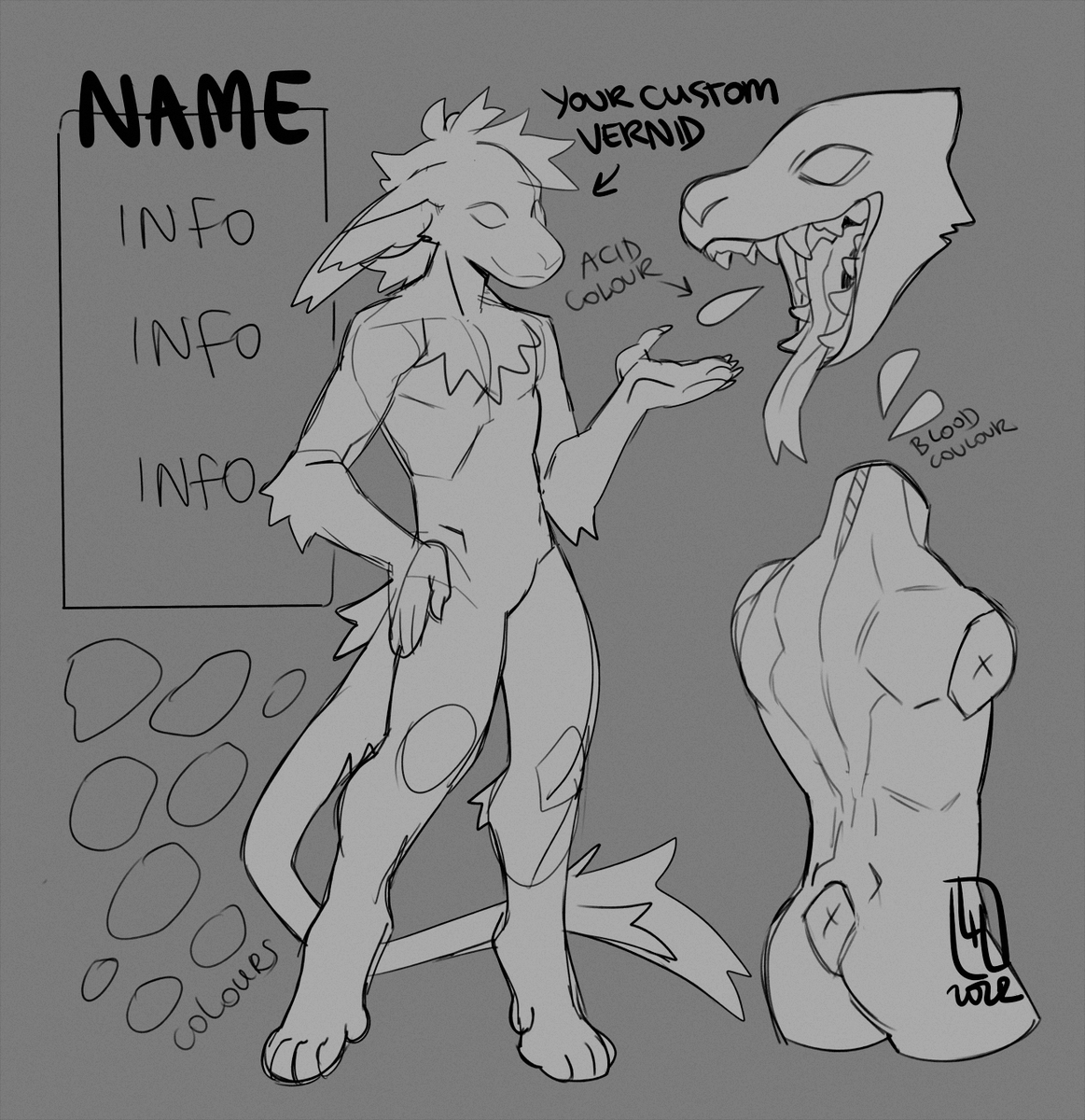 ROUND 2 !
Taking offers on Custom Vernid design coming with ref
min offer - 150 EUR
autobuy - 500 EUR
Can work with refs of existing ocs to "vernidify them" 
