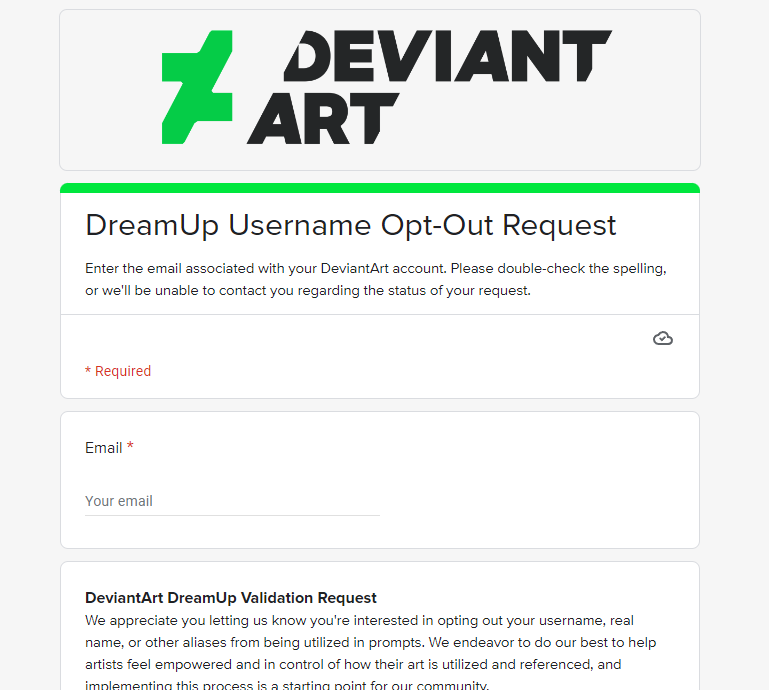 Cleverfoxman's tweet photo. #DeviantArt 
Hitting the checkmark to stop 3rd party Ai does not stop Deviant Art's DreamUp Ai, to do that, you need to sign a form  found here: https://t.co/6w96wbpIzW https://t.co/B9q1GdPKk5