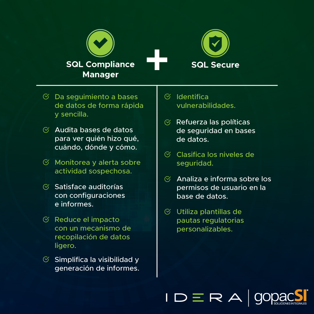 gopacsi's tweet image. Protege tus bases de datos SQL server con soluciones de seguridad, dedicadas y efectivas☑️
Conoce más de #SQLComplianceManager y #SQLSecure
Contáctanos a 📧ventas@gopac.mx o al teléfono: 📞33 3880 9500
#GopacSI distribuidor autorizado en México
gopac.mx/soluciones-ide…