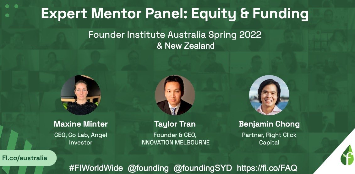 FoundingSyd's tweet photo. Thanks #mentors for @founding #Australia #NewZealand for the topic of #Funding &amp; #equity #Startup #investors #investing #fundraising #VC #VCs #startupFunding @benjaminchong @RightClickVC @minmintymin #AngelInvestor angel #investor @TaylorTran #Melbourne #Victoria #VIC #Australian https://t.co/GCqnZm2Ghf