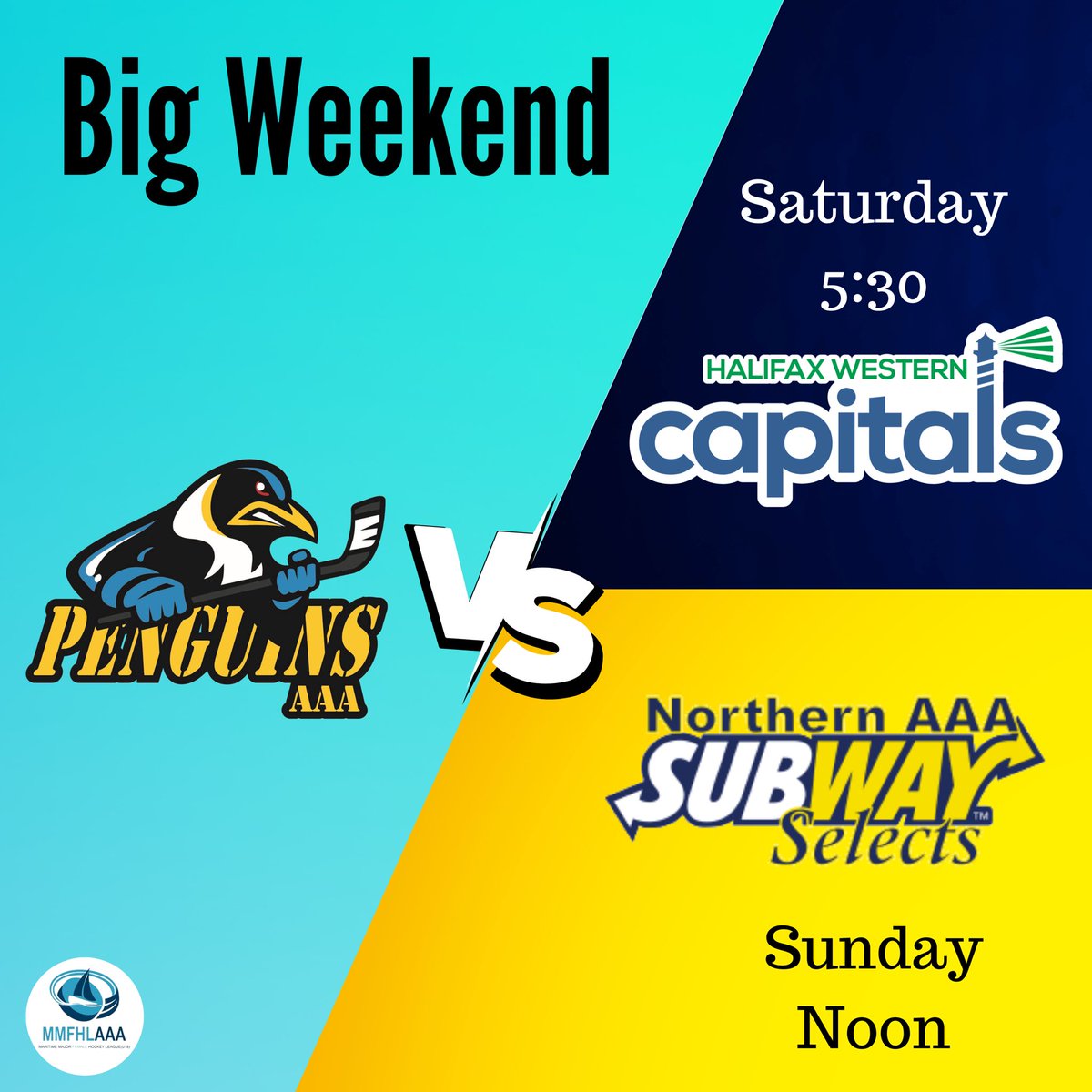 Two big games this weekend for the penguins as they face off against highly ranked and strong teams in the Halifax Western Capitals and the Subway Selects.

Saturday
youtu.be/jABrQ6o0qoM

Sunday
youtu.be/7RGOhTqaNV8
@AB_Penguins @Hlfxwestcaps <a href="/SubwaySelects/">Northern Selects</a> <a href="/MMFHLU18/">The MMFHL</a>