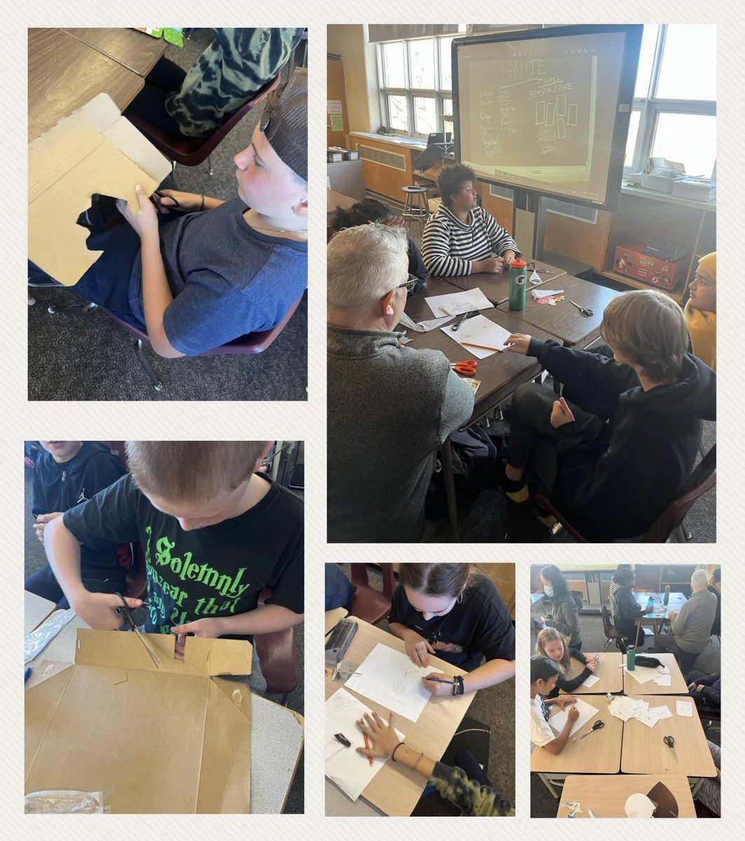 MsFotopoulos's tweet photo. “Ignite your passion. Ignite your creativity. Ignite your spark!” Ss in 7B are drawing with scissors and brainstorming for our #tdsbCREATES class project. @GABrownMS_TDSB @TDSB_Arts https://t.co/Ddn0c6jN5G