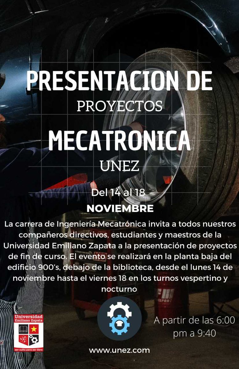 uemilianozapata's tweet photo. ✨🦾🤖🔩 ¡Que no se te pase! Será una semana llena de tecnología e innovación Mecatrónica UNEZ 🪛🔧⚙️ #UNEZ #tqunez #mecatronica https://t.co/IAYo8RK9LK