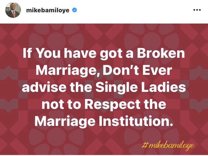 yabaleftonline's tweet image. Mike Bamiloye has a word for those with a broken marriage.