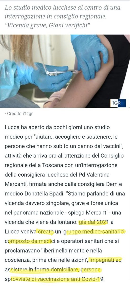GianlucaCastro8's tweet photo. A Lucca apre un ambulatorio di medici e sanitari per sostenere e curare i danneggiati da vaccino, il PD avvia un'interrogazione al Consiglio regionale per la "grave vicenda".
Già nel 2021 assistevano ammalati di covid sprovvisti di vaccinazione a domicilio, denuncia il PD! https://t.co/ADuAQzpEDB