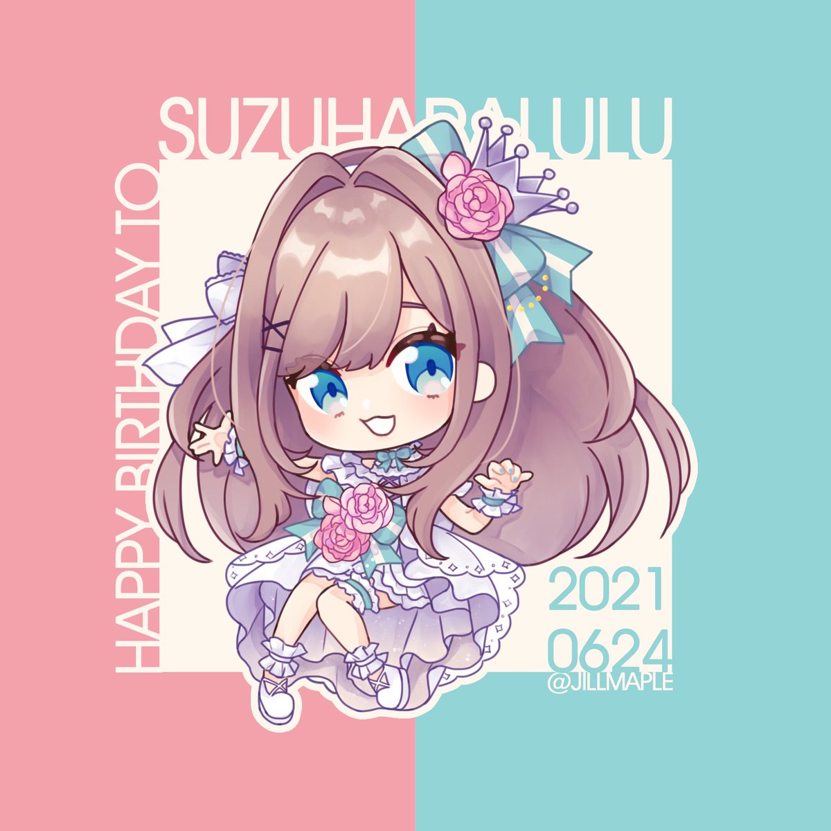suzuhara lulu 1girl scarf solo brown hair own hands together hair ornament horns  illustration images
