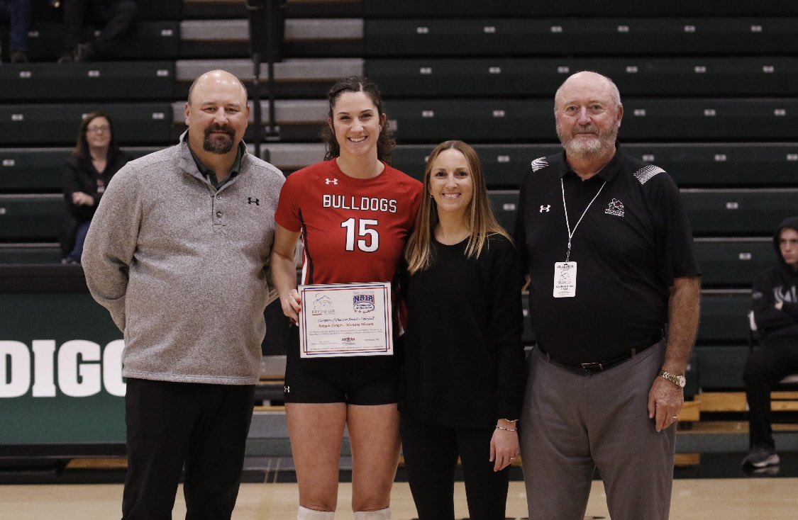 UMW_Bulldogs's tweet photo. Congratulations to @MorganStenger on being named this season’s Champion of Character for the Bulldog Women’s Volleyball team. 
#gobulldogs https://t.co/ANuO8fLLUc
