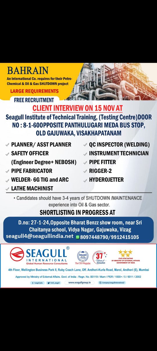 gulfjob8's tweet photo. Latest gulf job

#managerjobs #marketingjobs #incharge #head #engineerjobs #hrsolutions #mechanical #supervisorjobs #rorating #petrochemical #refinery #oilandgas #saudijobs https://t.co/N30taUXMsr