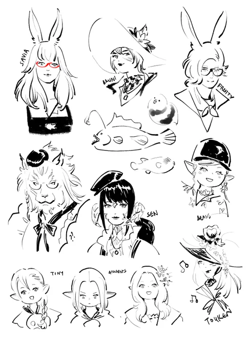 #AquariumArtParty :3 the bard i caught at the end was amazing im sorry i couldnt get a better scribble of them as i was rushing to leave T_T 